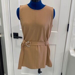 Ann Taylor Tan Sleeveless Tunic with Belt
